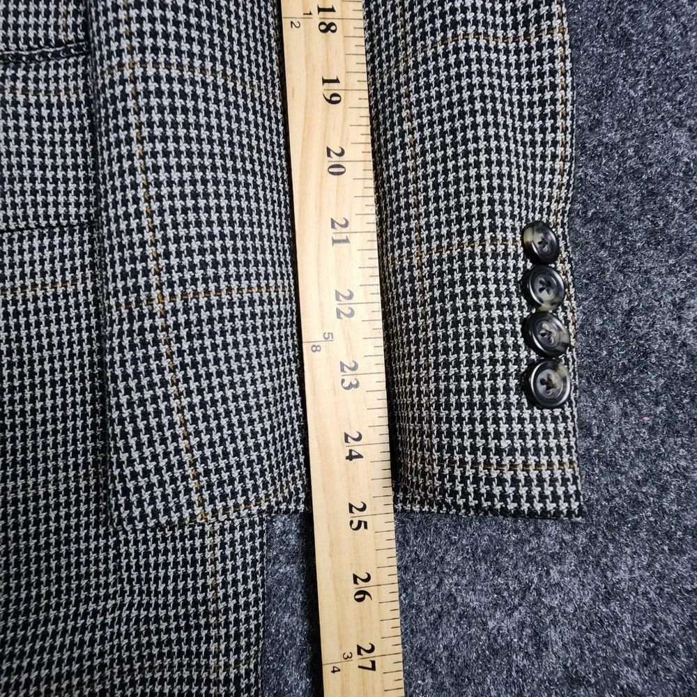Jos. A. Bank Sport Coat Mens 48R Brown Silk Wool Houndstooth Windowpane Blazer